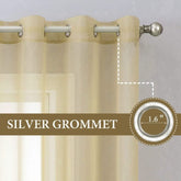 MIULEE Beige Solid Sheer Curtains Elegant Grommet Window Voile Panels Drapes Treatment 2 Panels - Miulee